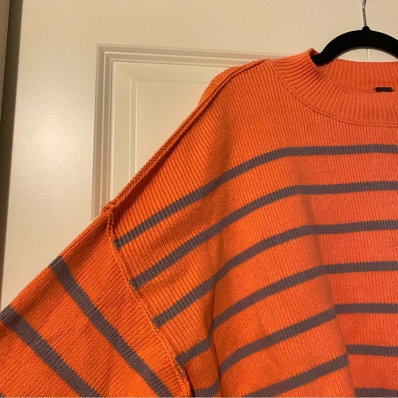 FP Movement by Free People Cropped Coral and Lavender Striped Sweater - Picture 5 of 13